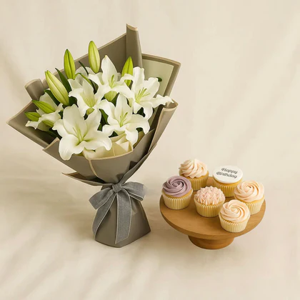 White Lily Bouquet Gift Set - Bouquet